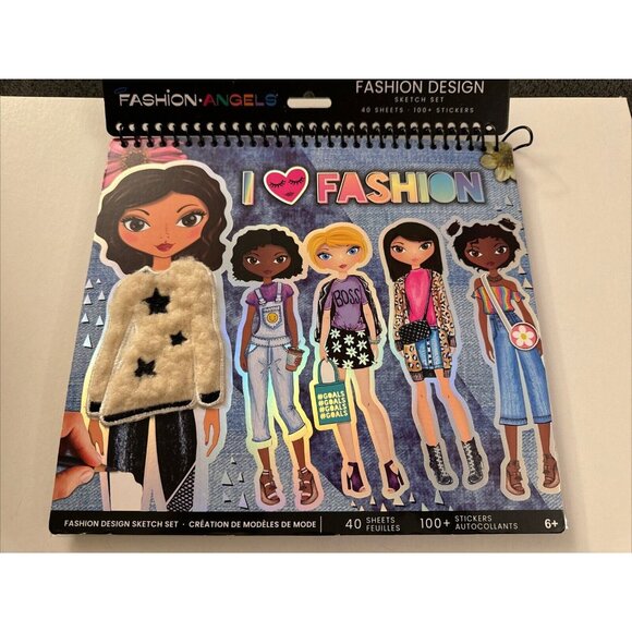 New I LOVE FASHION Design Sketch Set with Stencils & Stickers Fashion Angels D18 - Picture 1 of 4